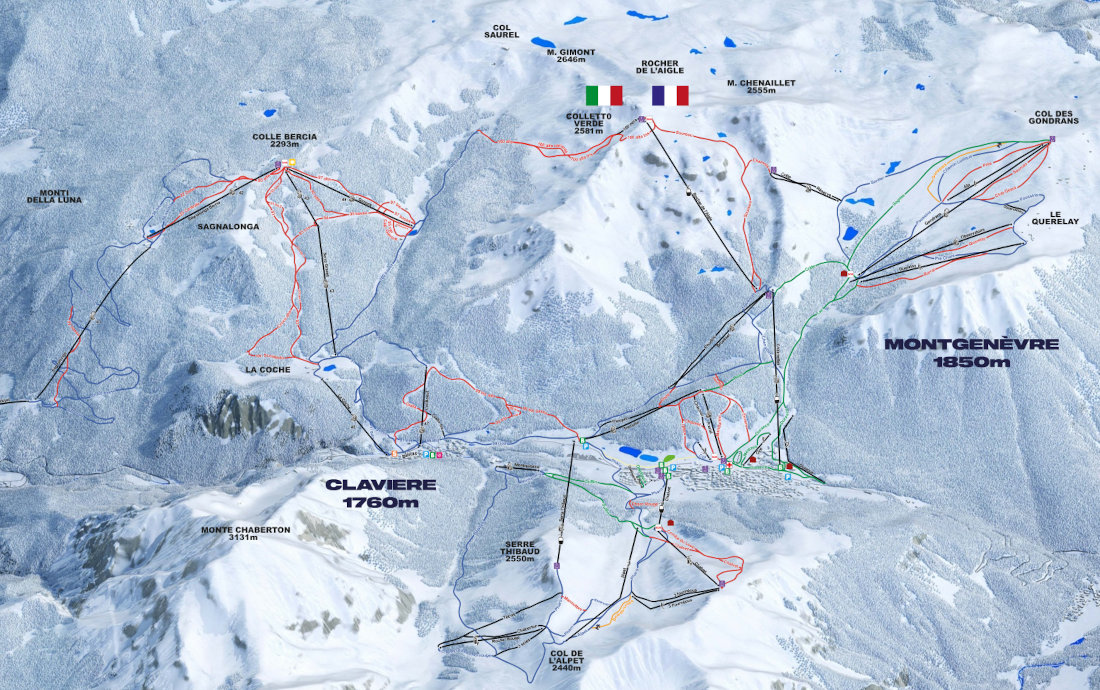 Plan des pistes Montgenèvre + Monts de la Lune