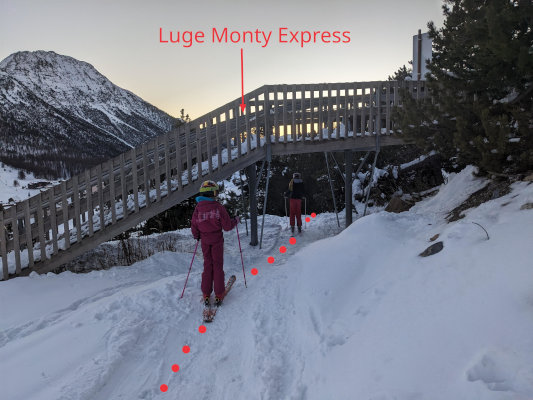 Retour à ski passage sous Monty Express