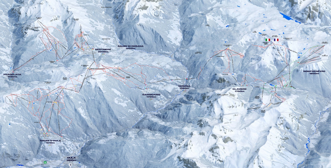 Plan des pistes Vialattea